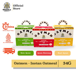 Oatmen Instant Oatmeal Siap Makan (Rasa Soto, Kari & Ayam Bawang)